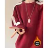 Moletom Gola Careca Estilo Americano para Homens e Mulheres, Outono e Inverno, Forrado com Fleece, Espessado, Ombro Normal, Blusa de Manga Longa, Moletom de Ombro Normal
