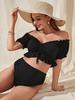 Roupa de Banho para Grávidas de Praia Transfronteiriça Europeia e Americana Comércio Exterior Cordão Frontal Bainha Franzida Ombro Biquíni Maiô