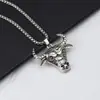 Colar pingente cabeça de boi retrô europeu e americano personalidade masculina hip hop moderno acessórios versáteis pingente único disco jumping