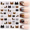 Pegatinas Transfronterizas para Uñas Nuevas Ins Gato de Dibujos Animados Marrón Negro Blanco Gris Avatar de Gatito Simple Pegatinas Adhesivas para Uñas