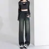 Jeans de Pierna Ancha Forrados de Polar para Mujer, Tendencia Versátil Primavera y Otoño 2025, Nuevo Estilo Popular, Pantalones Rectos Ajustados de Cintura Alta para Invierno