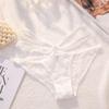 Ropa Interior Sexy de Encaje de Verano de Cintura Media para Mujer con Tirantes Cruzados, Delgada, Transpirable, Fondo de Algodón Invisible, Calzoncillos que Cubren la Cadera