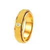 Anillo Rotatorio de Acero Inoxidable Oro 18K Textura Madera Diamante Único Estilo Ins Anillo Liso de Acero Inoxidable Europeo y Americano Venta al por Mayor