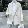 Blazer de Lã Estilo Chanel Masculino Primavera Tendência Marca Rua Fried Casual Solto Bonito Tecido Xadrez Lã Blazer
