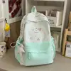 Mochila Rosa Melocotón a Cuadros tipo Leche con Estampado de Mascota de Dibujos Animados Tienda Femenina Salida Suave Linda Versátil Mochila Pequeña