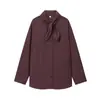 Comercio Exterior Transfronterizo Ropa de Mujer Primavera 2026 Estilo Europeo y Americano Color Sólido Camisa de Manga Larga con Cuello y Decoración de Corbata K41596