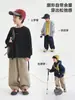 Nova linha de roupas infantis da Haima para meninos, calças compridas de outono 2026, calças casuais 100% algodão, calças largas de perna curva, moda outonal tendência