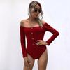 Bai Fen Zhi Yi Macacão Sexy Feminino de Manga Longa Cor Sólida Tendência Europeia e Americana Moda Feminina Amazon Cross-Border