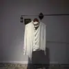 Camisa de Otoño Asimétrica con Solapa Bordada de Manga Larga para Hombre, Holgada Casual de Color Sólido Transpirable Sin Planchar Versátil Texturizada