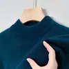 Suéter de punto para hombre de cuello medio para comercio exterior transfronterizo, nuevo estilo otoño e invierno 2026, engrosado, cálido, de color liso, suéter base de punto
