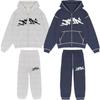 Traje deportivo para pareja, estilo hip hop, informal, de marca, con capucha y estampado de pierna, estilo europeo y americano, Y2K