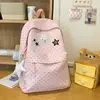 Mochila Escolar Fofa de Bolinhas com Coelho Estilo Japonês para Alunos do Ensino Fundamental II e Médio, Mochila Fresca e Doce para Sair e Fazer Compras