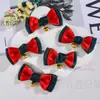 Campana navideña lazo de satén rojo y verde horquilla para árbol de Navidad accesorios para el cabello regalo accesorios de decoración para ropa
