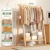 Perchero de Madera Maciza de Pie Perchero para Ropa Dormitorio Perchero de Abrigos Doméstico de Madera Estante para Colgar Ropa Simple para Interior
