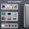 Carregador GaN de 200W com Múltiplas Portas Super Rápido de Alta Potência Carregamento Simultâneo USB para Múltiplos Dispositivos de Mesa