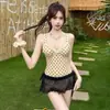 Maiô Feminino de Luxo 2026 Novo Modelo Peça Única Maiô para Fontes Termais para Seios Pequenos, Esconde Barriga, Emagrecedor, Costas Nuas, Estilo Pura Sedução, Roupa de Banho Conservadora