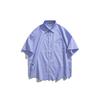 UNDREST Camisa de Verano de Manga Corta para Hombre Estilo Hong Kong Moderna Camisa Holgada Versátil Top Rayado para Pareja CS35