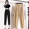Pantalones de traje harem adelgazantes de cintura elástica para mujer de talla grande, moda para mujer 2020 Primavera Nuevo suelto recortado tubo de cigarrillo