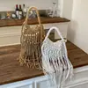 Bolso tejido para mujer, nuevo modelo de verano 2026, bolso de hombro niche y súper popular para el día a día, bolso cruzado con flecos, bolso de playa de paja