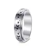 Anillo Giratorio Doble Capa de Estrella y Luna para Mujer Estilo Ins Japonés y Coreano Diseño de Nicho Personalidad Joyería de Acero Inoxidable Dorado de 18k