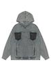 Comercio Exterior Abrigo de Mezclilla Retro de Peso Pesado Estilo Americano Marca de Moda Costuras Bolsillo Sudadera con Capucha de Moda para Hombre y Mujer