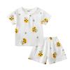 Pijama de Verano Fino de Gasa de Doble Capa para Niños de Manga Corta y Shorts, Conjunto de Dos Piezas para Niños y Niñas, Dibujos Animados, Ropa para el Hogar con Aire Acondicionado