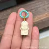 Pingente Pequeno Gotejante Turquesa Verde de Magnésio Anel Corredor com Fruta de Marfim Design Original DIY Moda Tecido à Mão