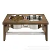 Estante de cuencos para gatos de madera estante de cuencos de comida para mascotas estante de cuencos de vajilla doble de madera con cuenco comedero de madera estante de madera