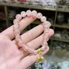 Pulseira de Contas de Jade Seda Dourada de Material Natural de Xinjiang com Esmalte Violeta Pulseira de Cristal de Jade para Mulheres Presente