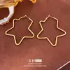 Pendientes Europeos y Americanos Exagerados Grandes de Cinco Puntas Moda Niche Normcore Pendientes de Estrella Retro Elegantes Pendientes de Gama Alta