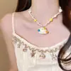 Collar de Concha de Estrella de Mar y Perlas para Mujer, Cadena para Clavícula con Cuentas Dopamina de Alta Gama para Verano