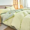 Juego de Ropa de Cama de Tres Piezas de Algodón Puro de Color Sólido para Exportación Transfronteriza, Uso en Hogar y Dormitorio, Juego de Ropa de Cama de Cuatro Piezas de Algodón Puro Teñido en Hilo Hecho a Medida de Fábrica