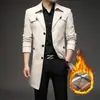 Casaco Trench Coat Masculino Outono/Inverno Plus Size M-8XL Transfronteiriço, Comprimento Médio, Gola de Terno, Estilo Britânico, Acolchoado e Espessado