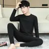 Conjunto de Ropa Interior Térmica para Hombre Doble Cara De Rong Ropa de Otoño y Pantalones A Prueba de Frío Calentador Ropa de Dormir Capa Base Conjunto Completo