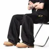 Jeans de Mezclilla Cruda Estilo Retro Americano de Pierna Ancha en A para Hombre, Pantalones Casuales Americanos de Pierna Recta con Botones para Verano