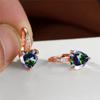 Aretes de Corazón Esmeralda con Diamantes de Zirconia Chapados en Oro Blanco para Mujer de Amazon European and American Jewelry