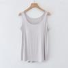Colete de base modal com bojo feminino, cor sólida, solto, slim, plus size, top para casa, verão