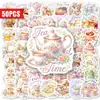 Compra directa transfronteriza de 50 pegatinas estilo pastoral para té de la tarde con flores, animales, postres y té de la tarde para decoración de diario