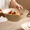 Tigela de Cerâmica Ondulada Yao Bian, Louça Doméstica, Tigela de Sopa Criativa Retrô, Tigela Grande, Tigela para Macarrão Comercial, Tigela de Ramen de Alta Qualidade