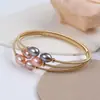 Pulseira de Pérolas Naturais de Água Doce Pulseira Ajustável Retrô Branca Ouro 14K Pulseira de Pérolas Trançada Feita à Mão
