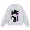 Sudadera Retro Distressed Streetwear Japonés Estampado Clásico de Cómic Peso Pesado Lavada con Capucha Casual Top Sudadera Comercio Exterior