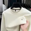Sudadera de cuello redondo de algodón de fibra larga de Xinjiang para hombre, nuevo estilo de otoño, moda casual versátil para mediana edad, camiseta de manga larga de alta calidad para hombre