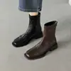 Súper cómodas~Botines cortos para mujer, nuevo estilo otoño e invierno 2025, forrados de felpa, tacón grueso, botas elásticas ajustadas para mujer