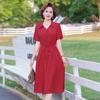 Ropa de Verano para el Día de la Madre para Madres de Mediana Edad, Faldas Largas por Encima de la Rodilla, Vestidos Elegantes de Talla Grande para Señoras Nobles de Mediana Edad y Mayores de Manga Corta