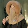 Sombrero de Felpa de Algodón Suave y Esponjoso Lei Feng de Invierno para Mujer, Caliente, Protección para Orejas, Protección contra el Frío, Mascarilla Facial, Calentador de Cuello Integrado, Sombrero Compatible con Casco de Ciclismo