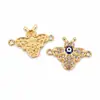 Colgante de abeja pequeña de doble colgante con goteo de aceite e incrustación de diamantes, se puede mezclar en lotes, colgante transfronterizo, accesorios para pulsera, collar, DIY, venta directa del fabricante
