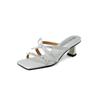Hermosas Zapatillas Nuevas Chinas con Lazo de Pedrería para Abrigo Verano 2024 Estilo Nacional Sandalias de Tacón Cuadrado con Pedrería de Punta Abierta para Mujer