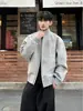 Chaqueta de vuelo americana retro de cuello alto transfronteriza, top elegante de cuero PU de silueta corta, chaqueta de pareja de corte limpio