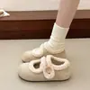 Zapatos Birkenstock Gruesos de Felpa Afelpada para Mujer Planos Mary Janes Zapatos Peludos 2026 Invierno Nuevos Versátiles para Viajar Zapatos de Algodón
