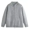 Nueva colección otoño/invierno 2024: Suéter de punto casual y de corte relajado, estilo retro americano, de cuello en V, prenda exterior de color liso para hombre